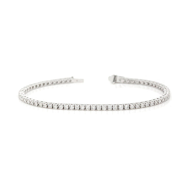 Genuine, 18K White Gold Diamond Tennis Bracelet 17cm long 2.2mm TDW:2.111ct