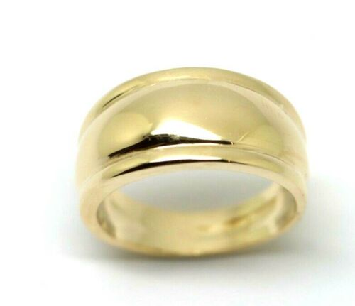 Genuine 9ct 9kt 375 Solid 10mm Yellow, Rose or White Gold Ridged Heavy Dome Ring - Choose your ring size H to P