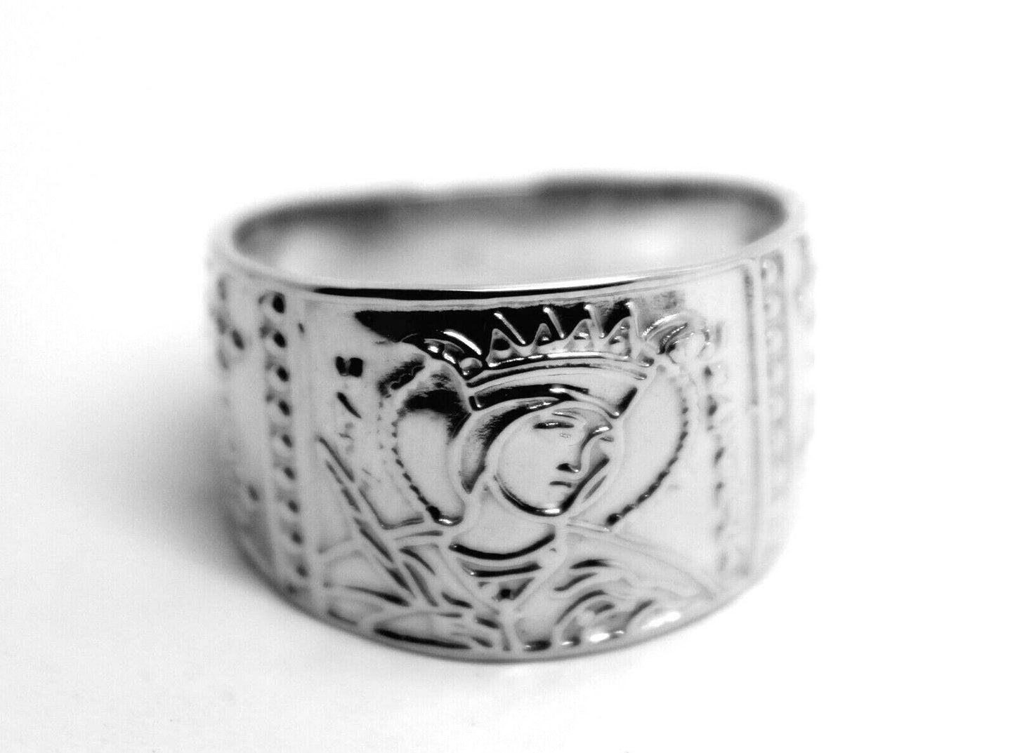 Genuine Solid 9ct 9k 375 White Or Rose Or Yellow Gold St Saint Catherine Ring