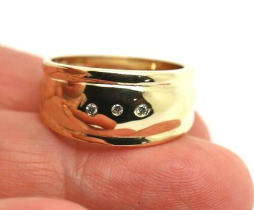 9ct 9k Full Solid Yellow, Rose or White Gold Ridged Heavy Dome Diamond Ring Size O