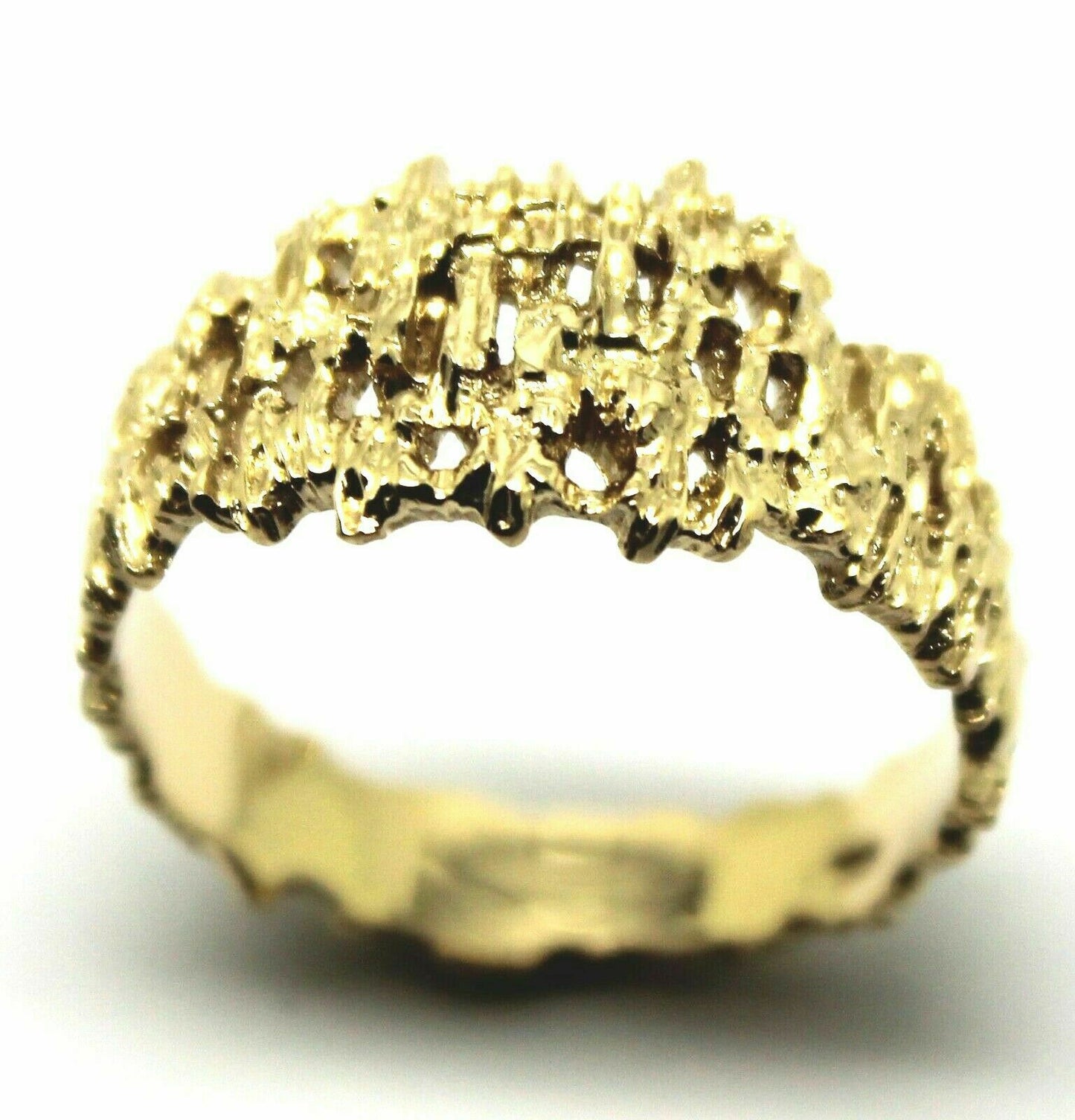 Genuine 9ct 9k 375 Full Solid Yellow, Rose or White Gold Nugget Ring 12mm Wide - Choose your size Sizes J to O