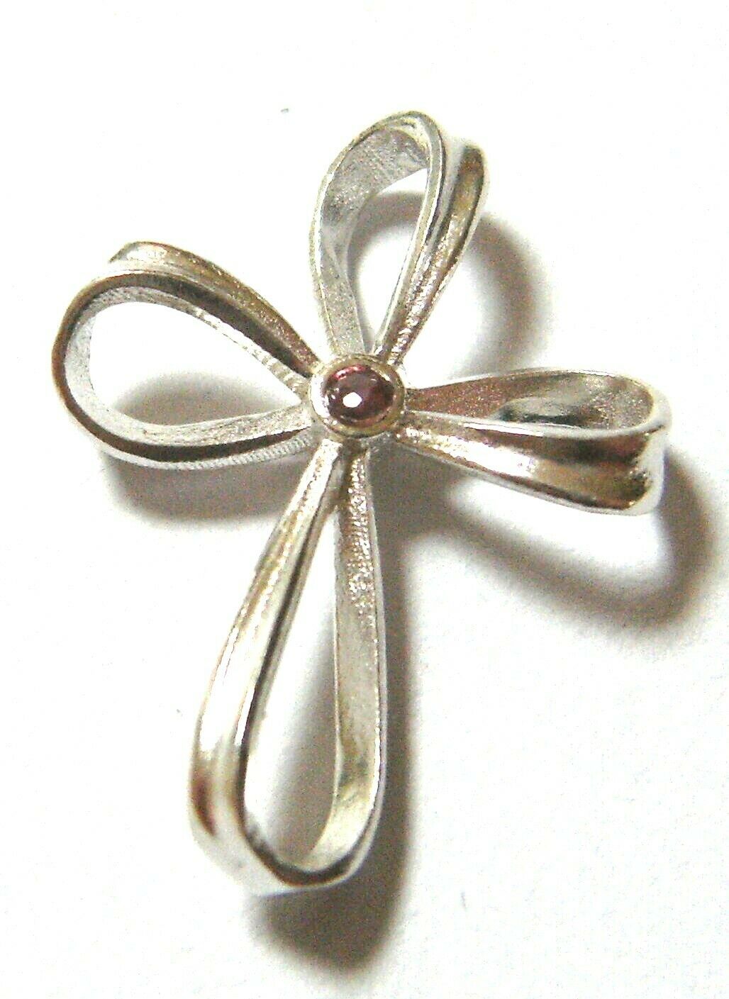 Kaedesigns, New Genuine Sterling Silver Cross Pink Sapphire Set Cross Pendant