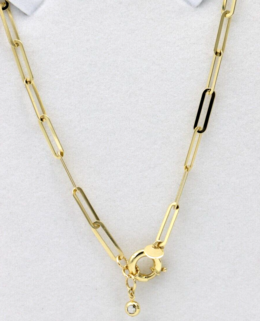Genuine 65cm 14ct Yellow Gold Paper Clip Chain Necklace with Bolt