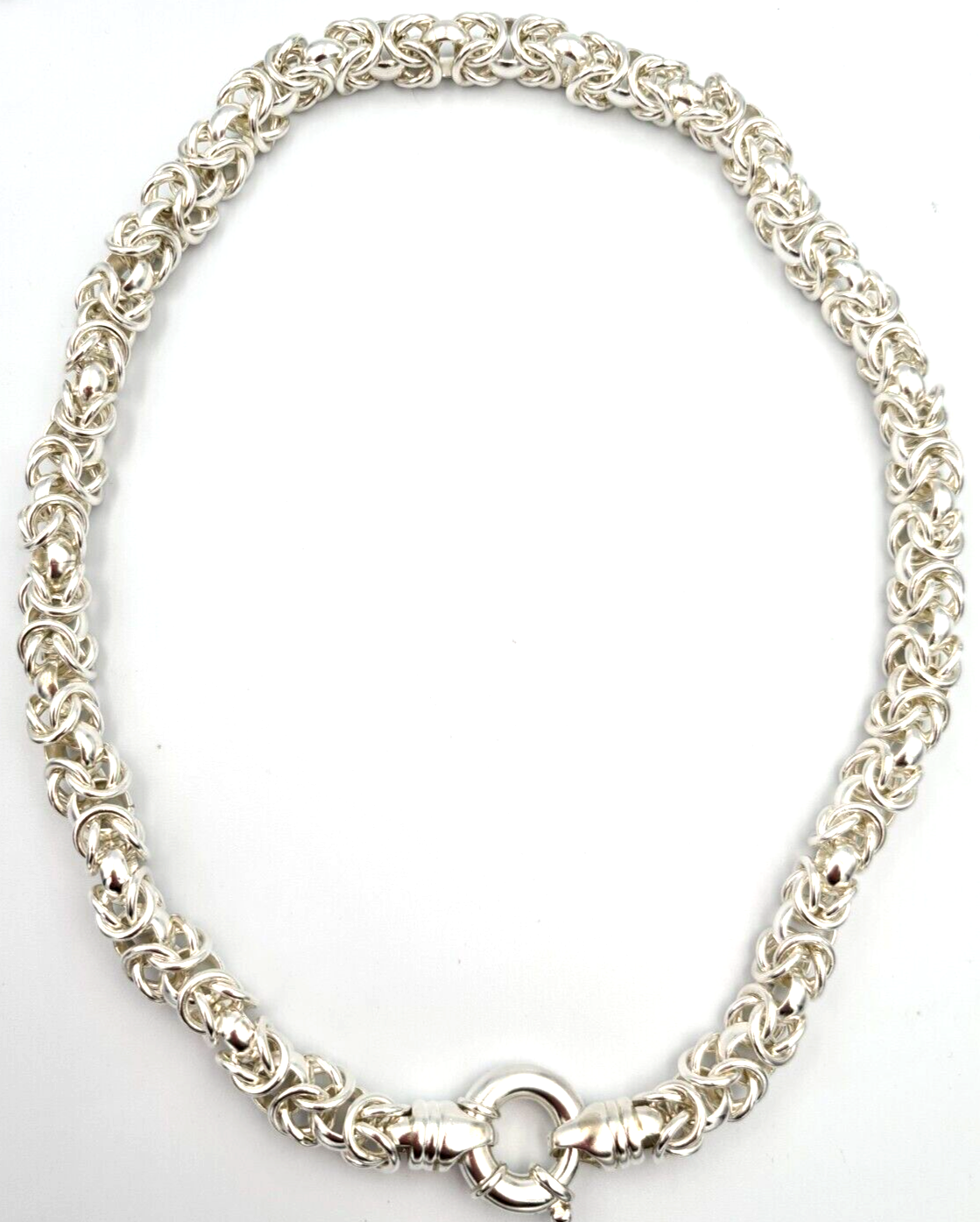 Genuine Fine Silver 999 Byzantine Heavy Necklace 47cm 128g Kaedesigns Jewellery