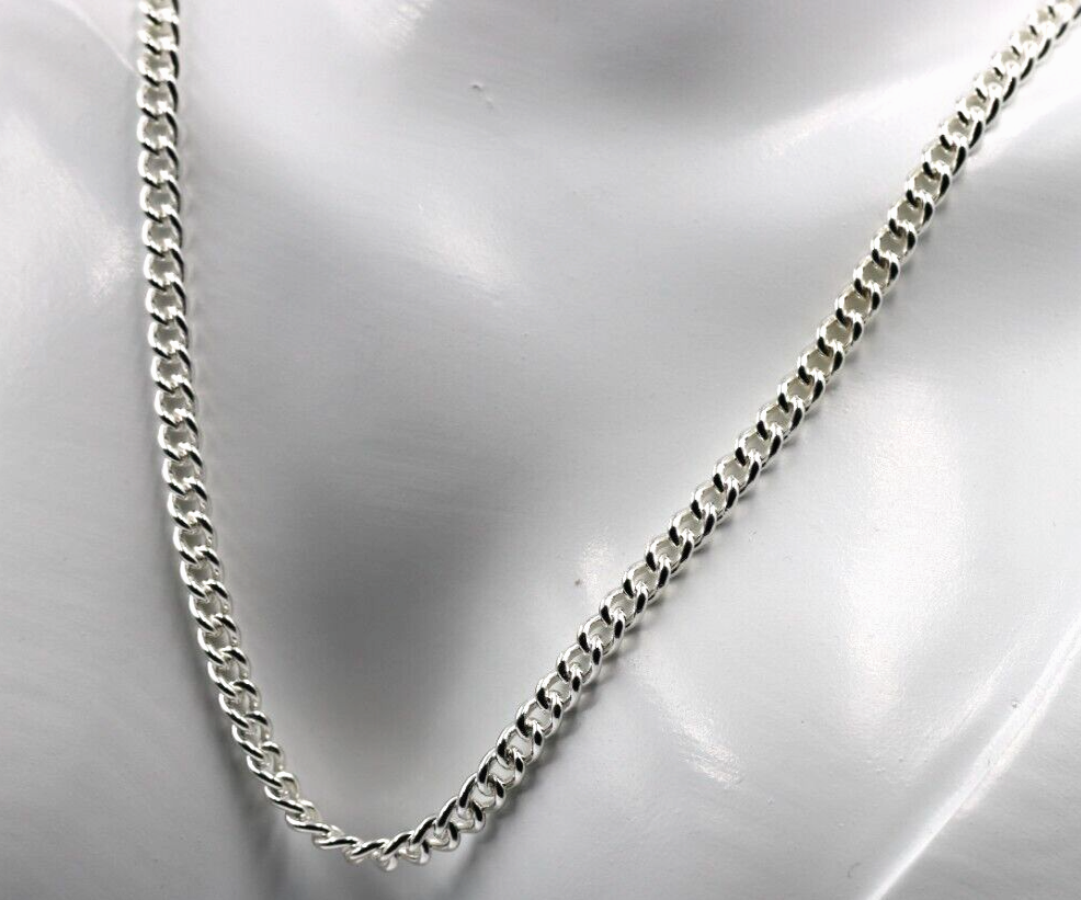 Sterling Silver 925 4mm Round Kerb Curb Chain Chain Necklace 55cm