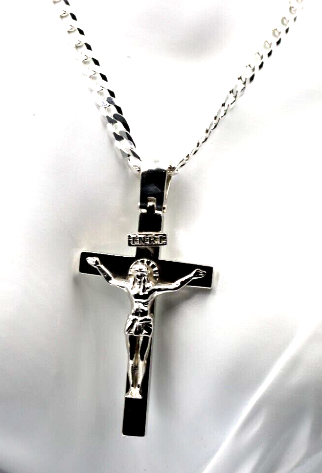 Huge Sterling Silver Full Solid Heavy Crucifix Cross Pendant
