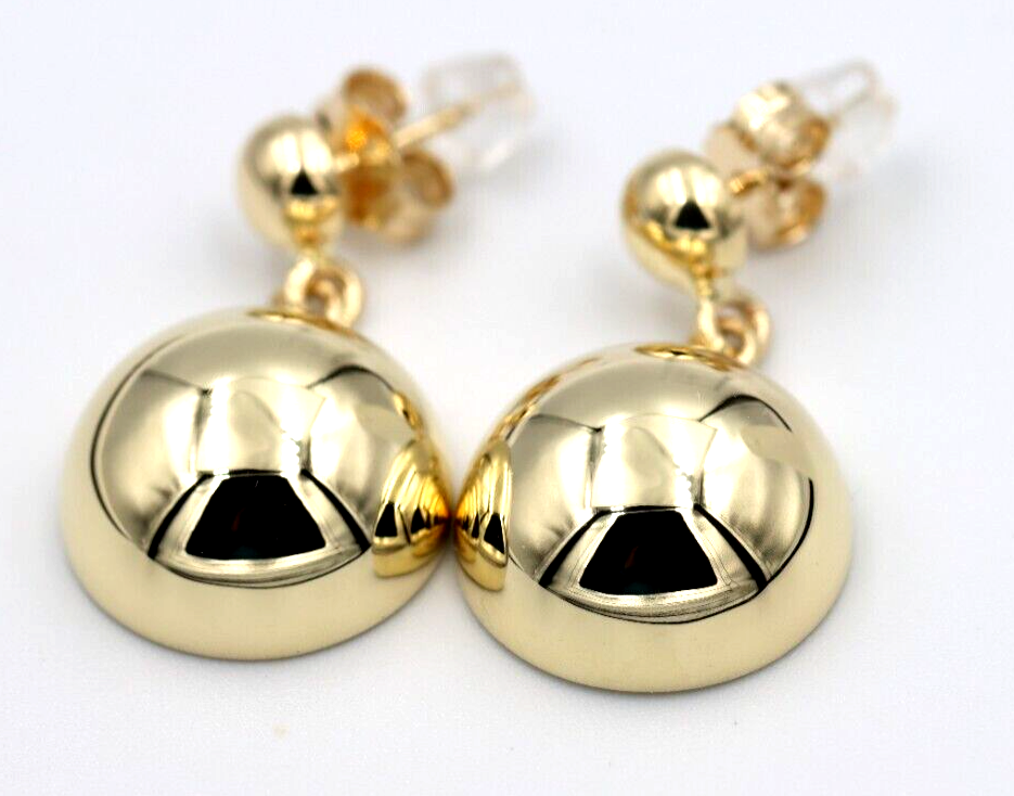 Genuine 9ct Yellow, Rose or White Gold 16mm half ball + 6mm ball stud earrings