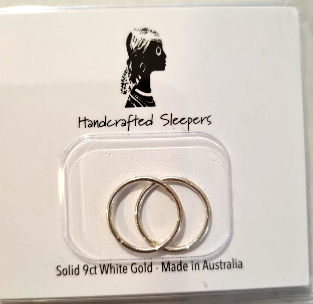 Genuine 9ct Yellow, Rose or White Gold Sleepers Hinged Earrings Plain 12mm