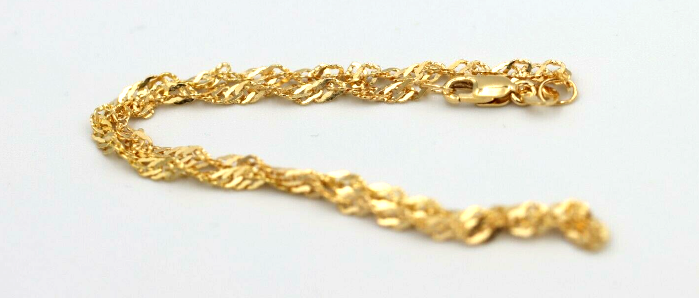 Genuine New 9ct 9k Solid Yellow Gold 25cm Singapore Twist Anklet