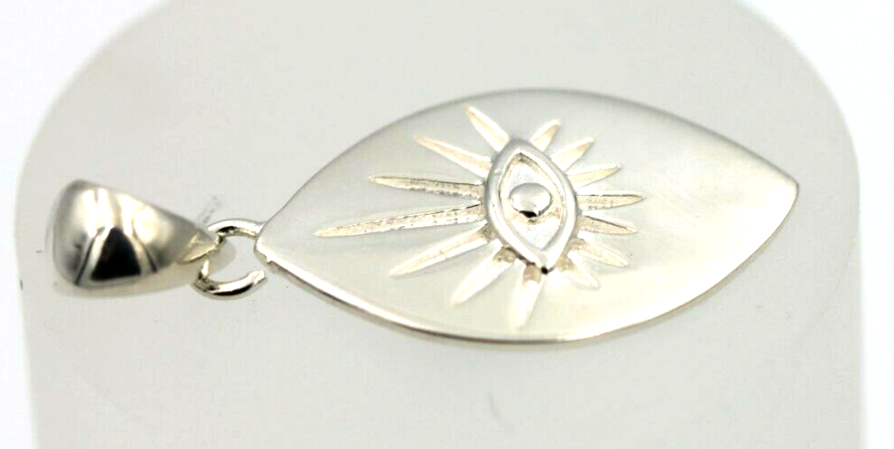 Genuine Sterling Silver 925 Greek Eye Charm / Pendant