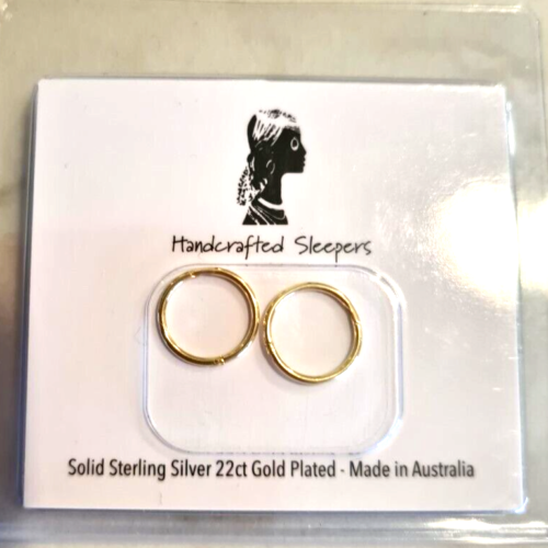 Genuine 22ct Gold Plated Sleepers on Sterling Silver Earrings 8mm or Sterling Silver