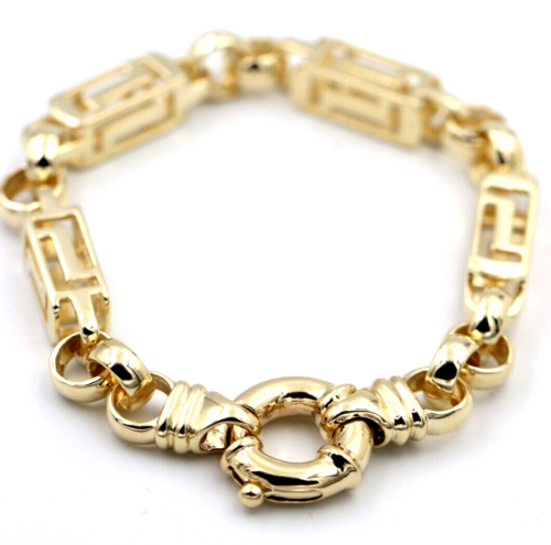 Heavy Solid 9ct Yellow, Rose or White Gold Solid Belcher & Greek Key Bracelet