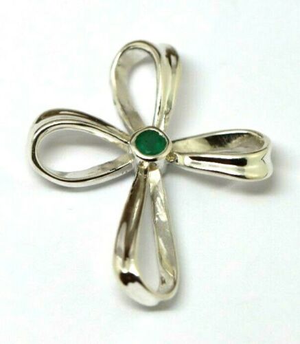 Kaedesigns, New Genuine Sterling Silver Cross Emerald Set Cross Pendant