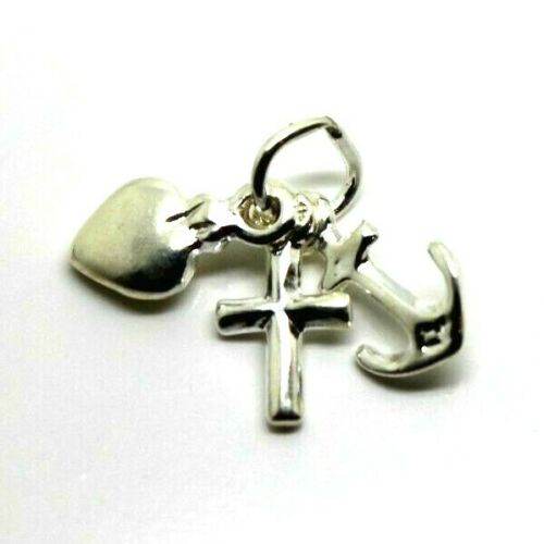 Sterling Silver 925 Faith Hope Charity Cross Love Heart Anchor Pendant / Charm