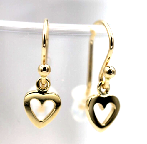 Kaedesigns Genuine 9ct 9k Solid Delicate Small Yellow, Rose or White Gold Dangle Heart Earrings