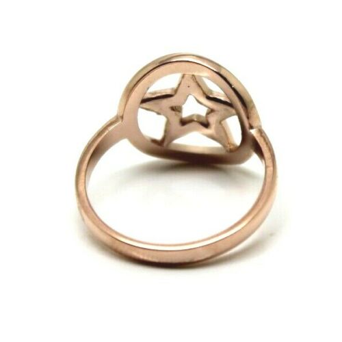 Size M 1/2 -Solid Genuine 9ct Rose Gold Star Circle Dress Ring
