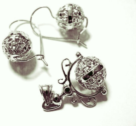 Genuine New Solid 9K 9ct Yellow, Rose or White Gold Filigree Spinner Pendant & Earrings Set