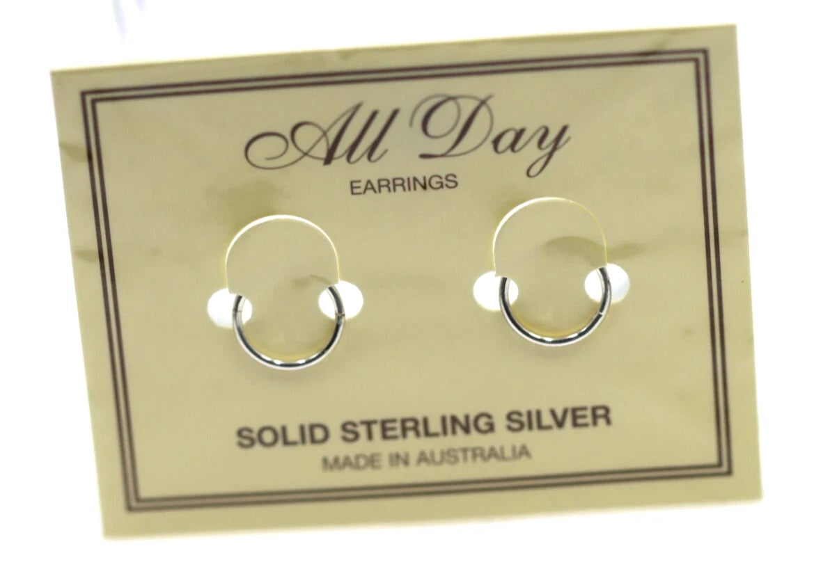 Kaedesigns Sterling Silver 925 Sleepers Hinged Earrings Plain 8mm.
