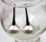 Sterling Silver 925 Large 12mm Shell Pearl Ball Drop Earrings - Free Express Post