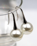 Sterling Silver 925 Large 12mm Shell Pearl Ball Drop Earrings - Free Express Post