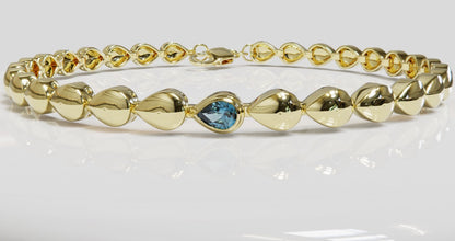 Genuine 9ct 9k 375 Yellow, Rose or White Gold Pear Blue Topaz Bracelet