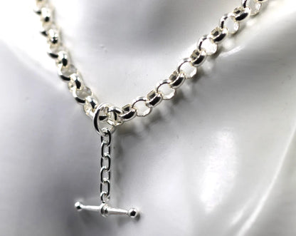 Sterling Silver 925 50cm Antique Round Belcher Link FOB Chain Necklace