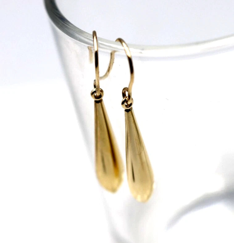 Genuine New 9ct 9K 375 Yellow Gold Teardrop Tear Drop Hook Earrings
