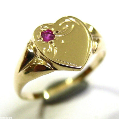 Size U Genuine 9ct 9K Yellow, Rose or White Gold Pink Tourmaline (Birthstone- October) Signet Ring 265 + Engraving