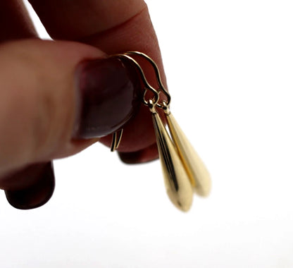Genuine New 9ct 9K 375 Yellow Gold Teardrop Tear Drop Hook Earrings