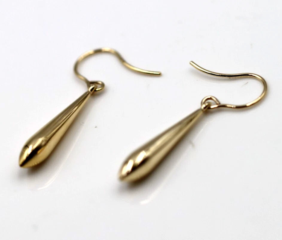 Genuine New 9ct 9K 375 Yellow Gold Teardrop Tear Drop Hook Earrings