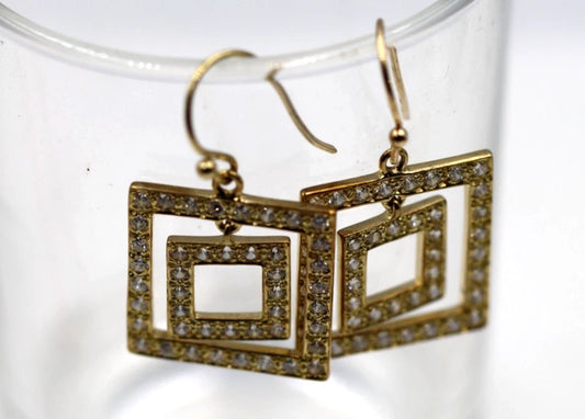 Kaedesigns 9ct 9k 375 Yellow Gold Square Hook Earrings