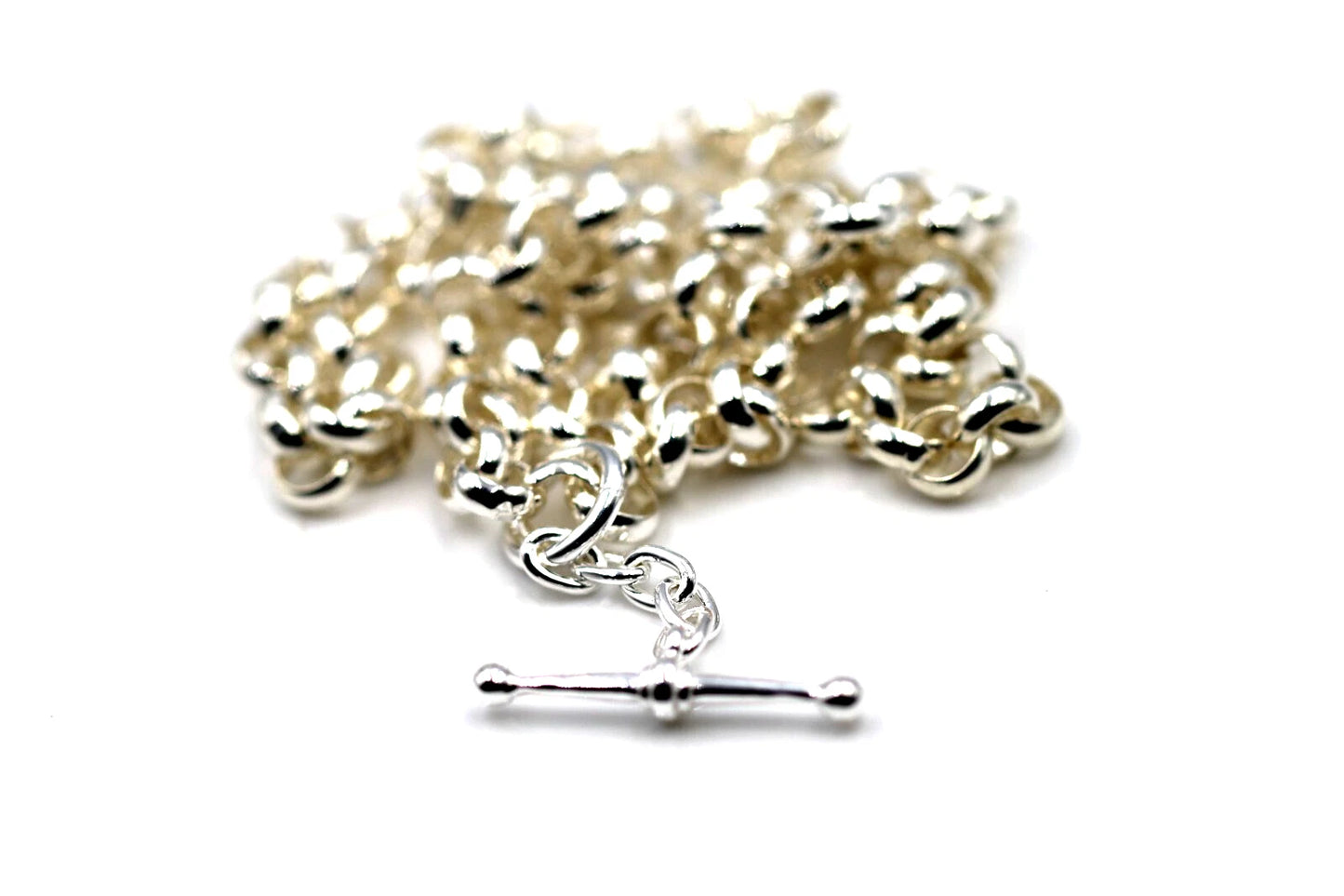 Sterling Silver 925 50cm Antique Round Belcher Link FOB Chain Necklace