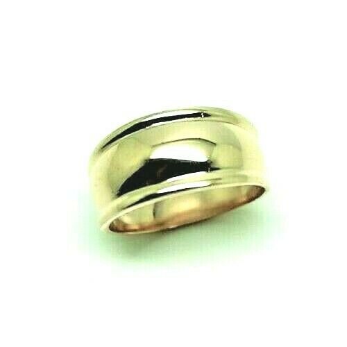Size P Genuine 9ct Yellow, Rose or White Gold Ridged Dome Ring 10mm