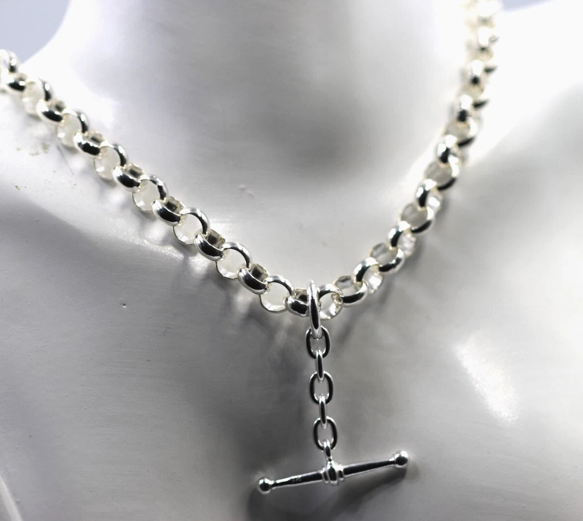 Sterling Silver 925 50cm Antique Round Belcher Link FOB Chain Necklace