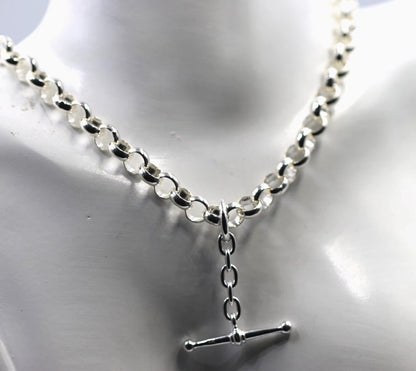 Sterling Silver 925 50cm Antique Round Belcher Link FOB Chain Necklace