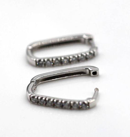 Genuine 9ct 9k Yellow, Rose or White White Gold Natural Mined Diamond Rectangular Hoop Earrings