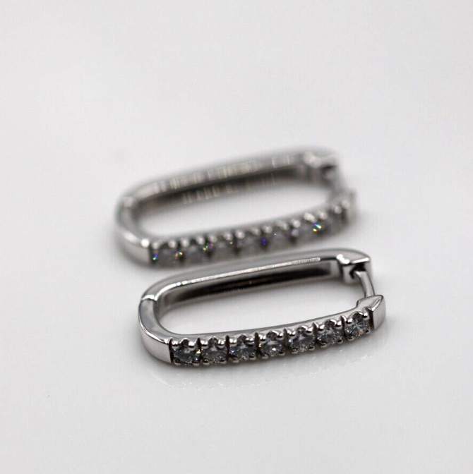 Genuine 9ct 9k Yellow, Rose or White White Gold Natural Mined Diamond Rectangular Hoop Earrings