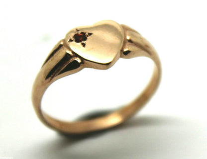 Genuine 9ct 9k Yellow, Rose or White Gold Heart Garnet Birthstone January Signet Ring