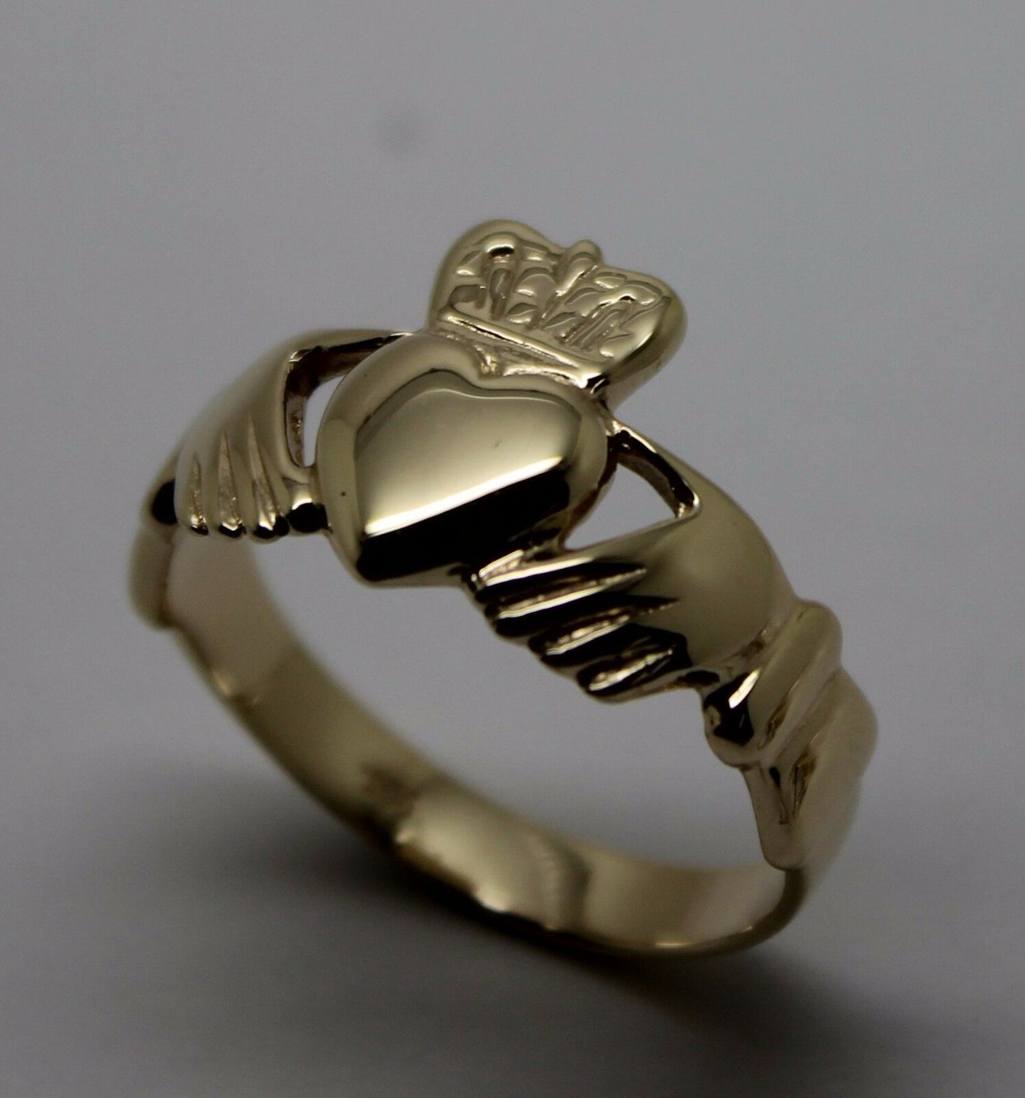 Size M Genuine Solid 9ct 9kt Heavy Yellow, Rose or White Gold Extra Large Irish Claddagh Ring