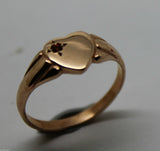 Size O, 9ct 9k Yellow, Rose or White Gold Heart Garnet Birthstone January Signet Ring