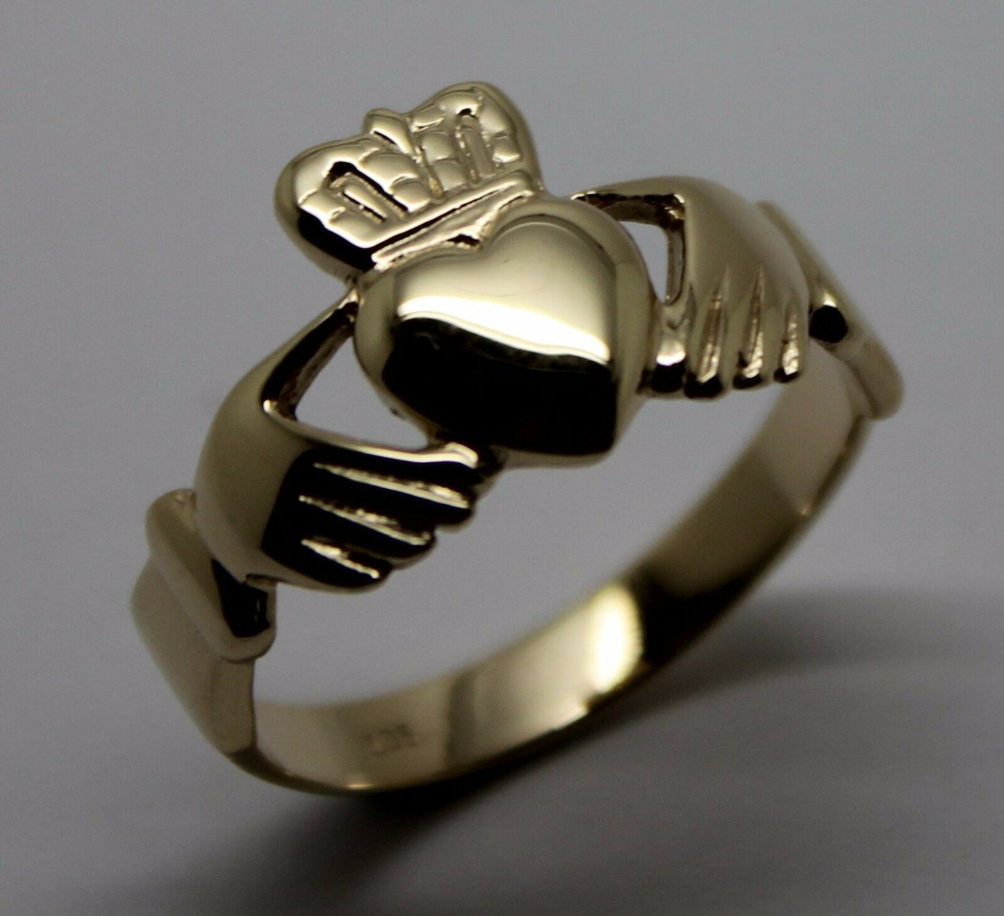 Size M Genuine Solid 9ct 9kt Heavy Yellow, Rose or White Gold Extra Large Irish Claddagh Ring