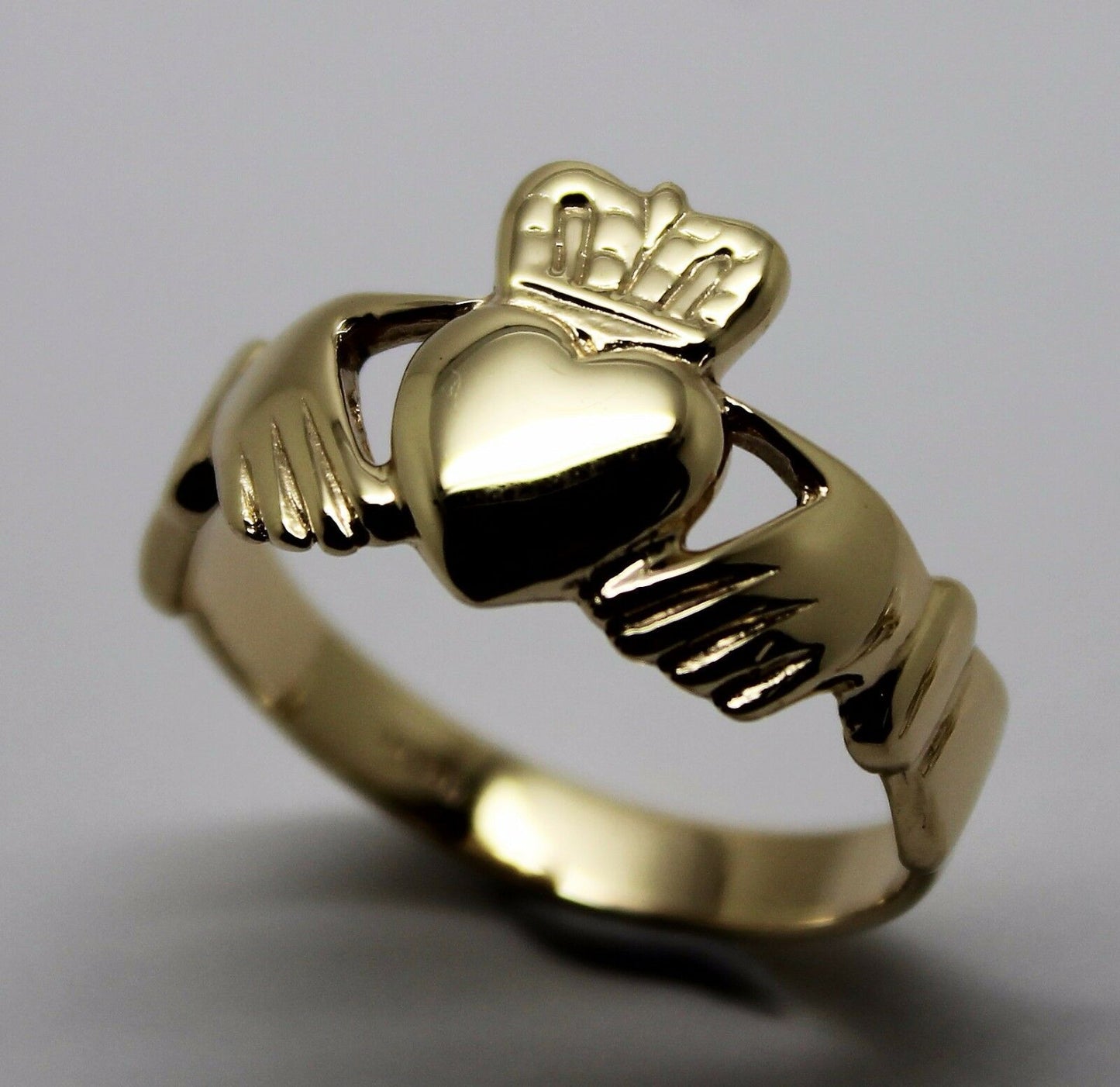 Size M Genuine Solid 9ct 9kt Heavy Yellow, Rose or White Gold Extra Large Irish Claddagh Ring