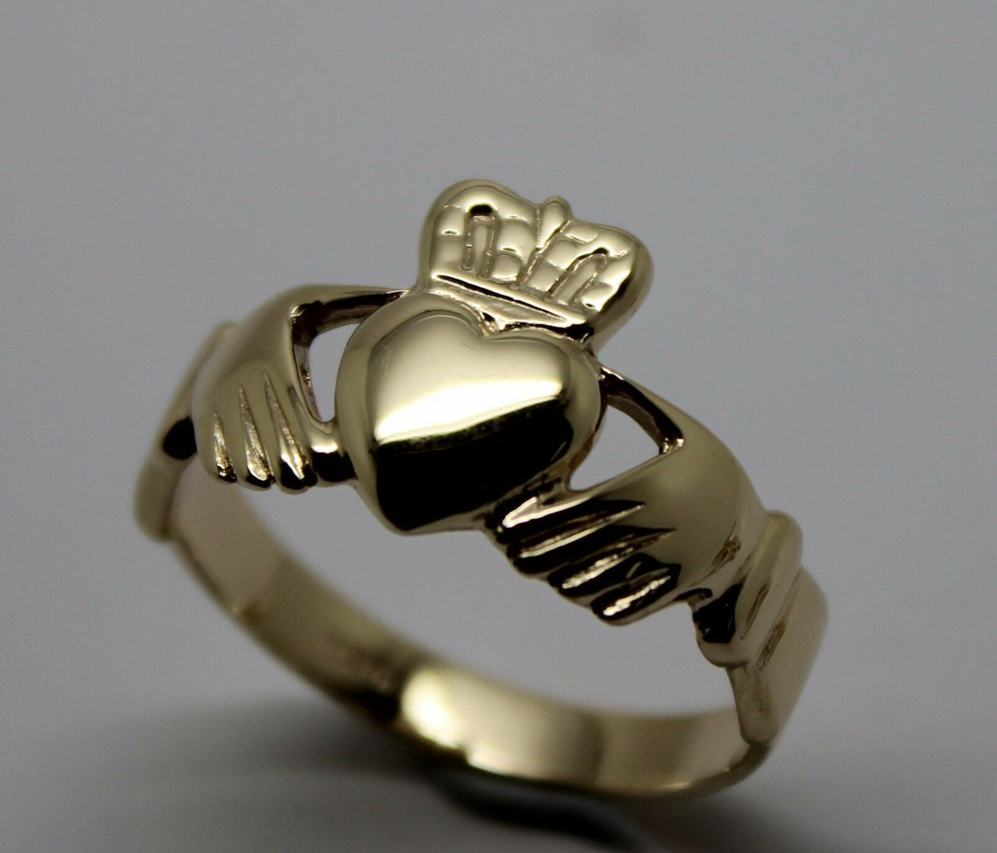 Size M Genuine Solid 9ct 9kt Heavy Yellow, Rose or White Gold Extra Large Irish Claddagh Ring