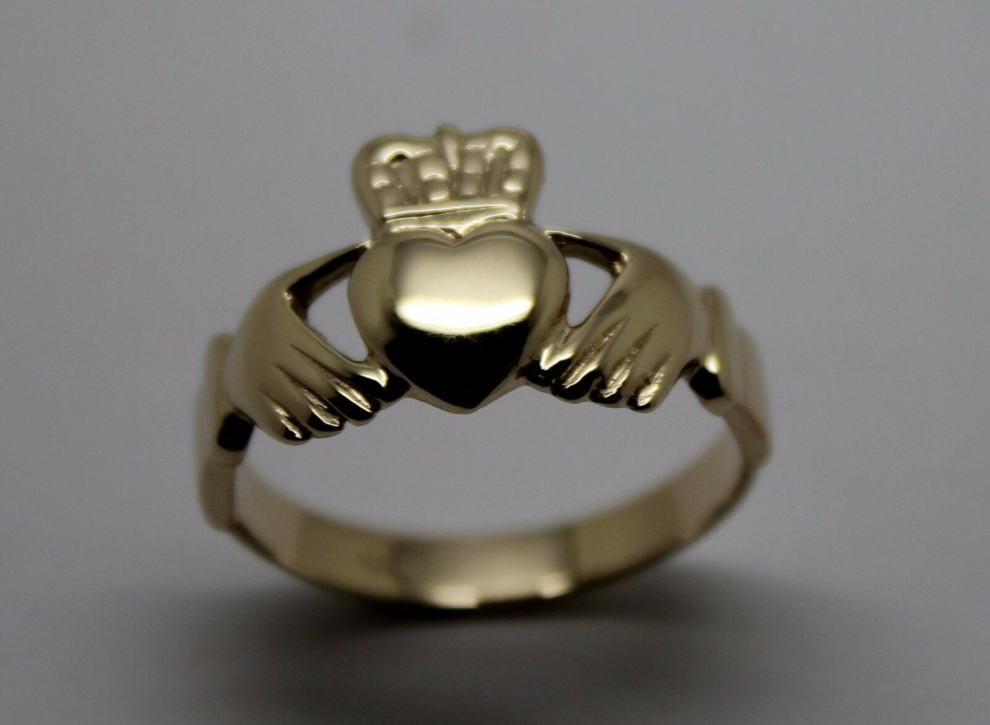 Size M Genuine Solid 9ct 9kt Heavy Yellow, Rose or White Gold Extra Large Irish Claddagh Ring