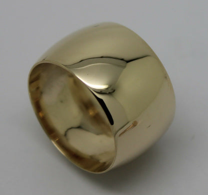 Genuine New Solid  9ct Yellow Gold Full Solid 12mm Wide Barrel Band Ring Size V 1/2