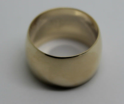 Genuine New Solid  9ct Yellow Gold Full Solid 12mm Wide Barrel Band Ring Size V 1/2