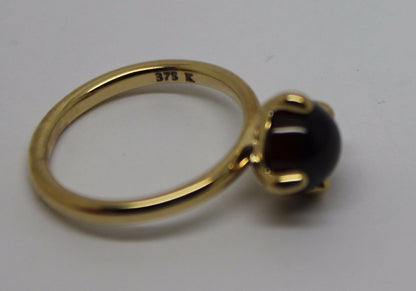 Size R 9ct 9k Yellow, Rose or White Gold Cabochon Garnet Stacker Ring