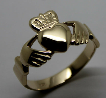 Size M Genuine Solid 9ct 9kt Heavy Yellow, Rose or White Gold Extra Large Irish Claddagh Ring