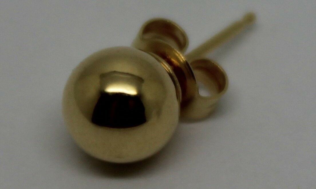 New Genuine 18ct Yellow Gold One 4mm Stud Ball Earring