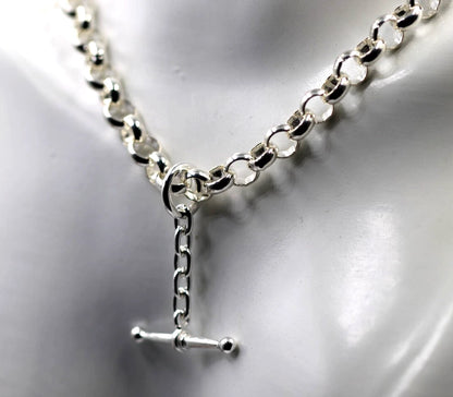 Sterling Silver 925 50cm Antique Round Belcher Link FOB Chain Necklace